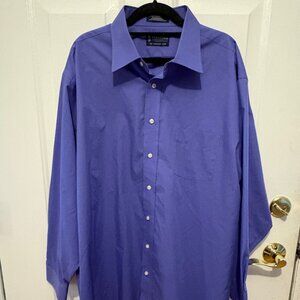 Stafford Essentials Men's Everyday Dress Shirt 18 34-35 Fitted Purple Button Up